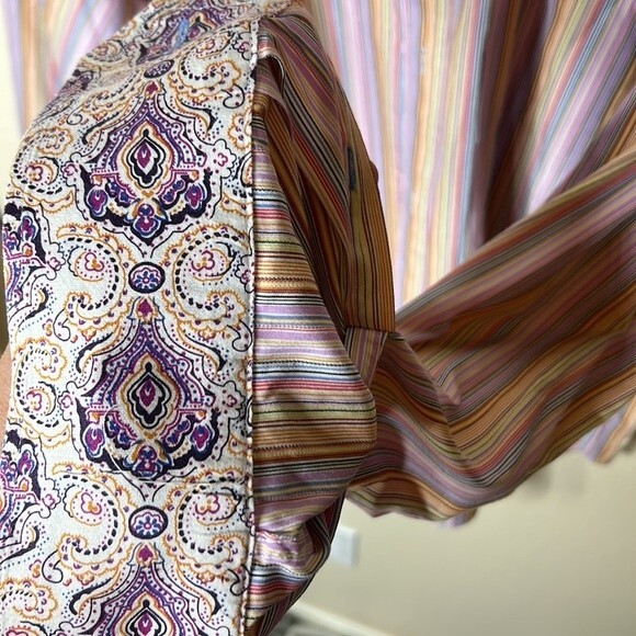 Bugatchi Uomo Striped Pink Multi Color Size XL Shirt - Picture 5 of 11